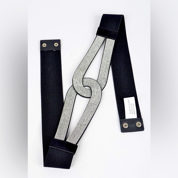 Black Rhinestone Corset Waist Statement Belt (Available in Plus) - Picture 4 of 4